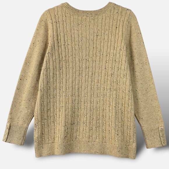 Talbots Sweater Womens Plus Petite Sz Xp Beige Speckle Cable Knit Button Sleeve - Picture 7 of 11
